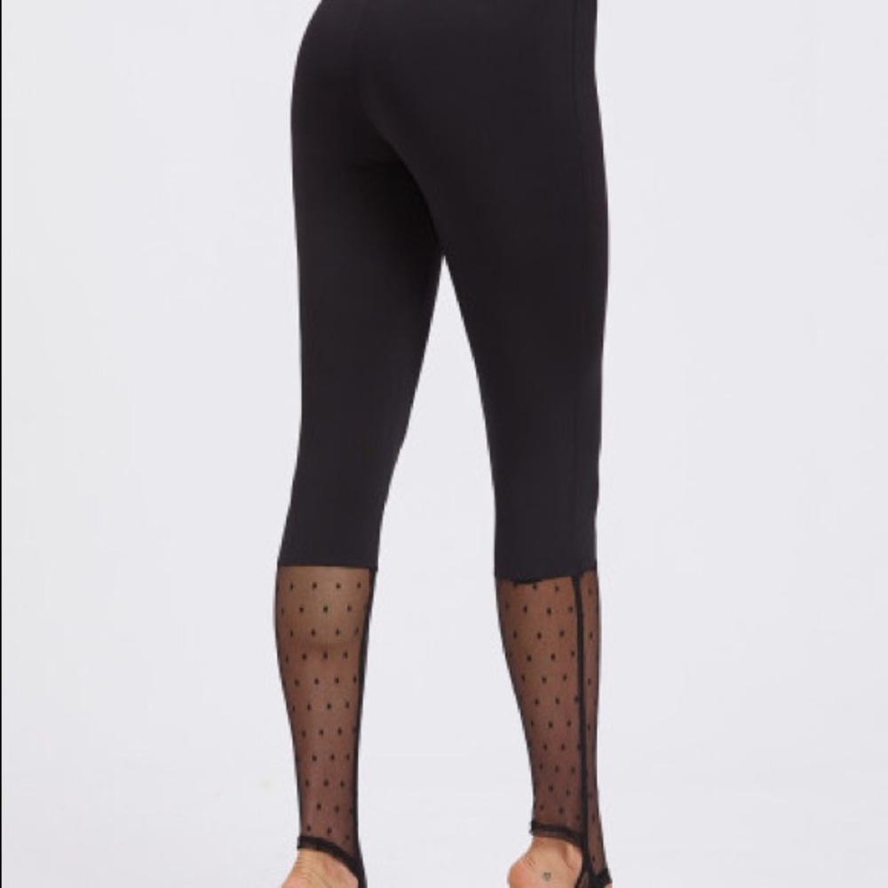 Black Dot mesh panel mixed media stirrup leggings - Picture 6 of 8
